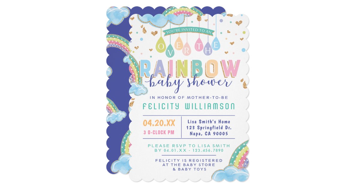 Colorful Watercolor Rainbow Baby Shower Invitation ...