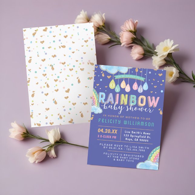 Colorful Watercolor Rainbow Baby Shower Invitation (Colorful Watercolor Rainbow Baby Shower Invitation)