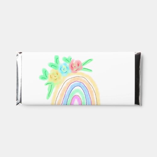 Colorful watercolor rainbow boho floral add name t hershey bar favors