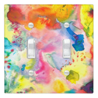 Colorful Watercolor Rainbow Bright TieDye Abstract Light Switch Cover