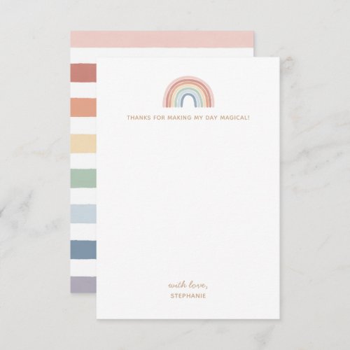 Colorful Watercolor Rainbow Girl Birthday Party Thank You Card