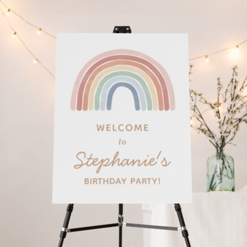 Colorful Watercolor Rainbow Girl Birthday Welcome Foam Board