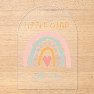 Colorful Watercolor Rainbow Illustrative Baby Show Acrylic Invitations