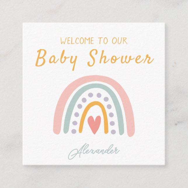 Colorful Watercolor Rainbow Illustrative Baby Show Enclosure Card (Front)