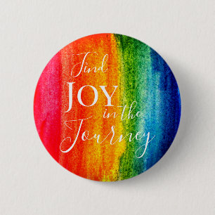 Colorful Watercolor Rainbow Joy Inspiring Quote Button