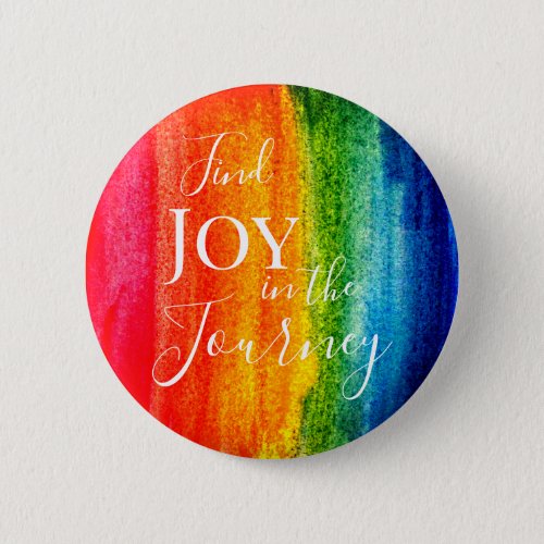 Colorful Watercolor Rainbow Joy Inspiring Quote Button
