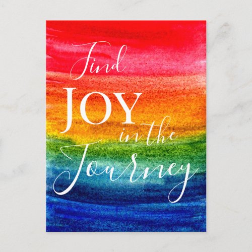 Colorful Watercolor Rainbow Joy Inspiring Quote Postcard