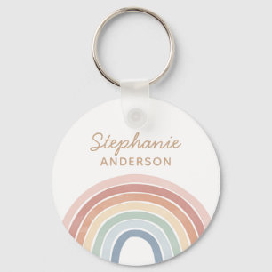 Colorful Watercolor Rainbow Name Keychain