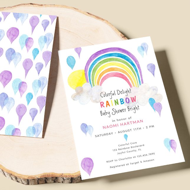 Colorful Watercolor Rainbow Of Fun Baby Shower Invitation (Creator Uploaded)