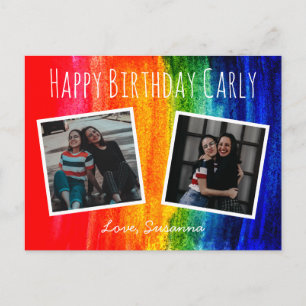 Colorful Watercolor Rainbow Photo Happy Birthday Postcard