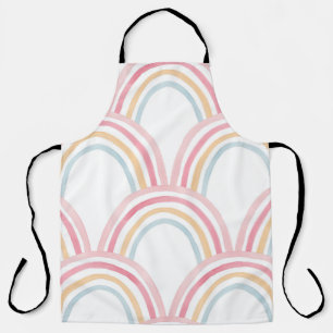 Colorful Watercolor Rainbow Seamless Illustration Apron