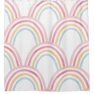 Colorful Watercolor Rainbow Seamless Illustration Shower Curtain