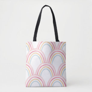 Colorful Watercolor Rainbow Seamless Illustration Tote Bag