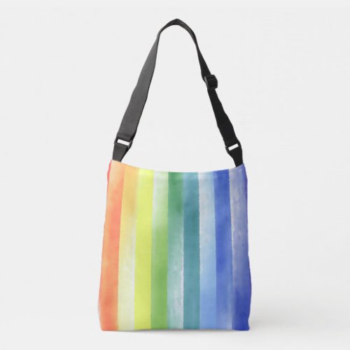 Colorful Watercolor Rainbow Stripes Pattern  Crossbody Bag