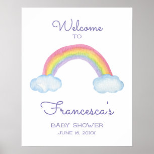 Colorful Watercolor Rainbow Welcome To Baby Shower Poster