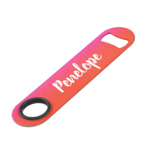 Colorful Watercolor Red Pink Monogram Script Name Bar Key