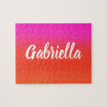 Colorful Watercolor Red Pink Monogram Script Name  Jigsaw Puzzle<br><div class="desc">Colorful Watercolor in Red and Pink with Monogram Script Name</div>