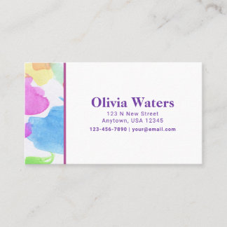 Colorful Watercolor Return Address Label Business Card