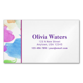 Colorful Watercolor Return Address Label Business Card Magnet