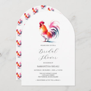 Colorful Watercolor Rooster Bridal Shower Invitation