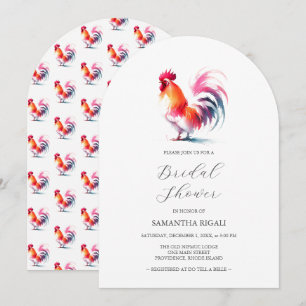 Colorful Watercolor Rooster Bridal Shower Invitation