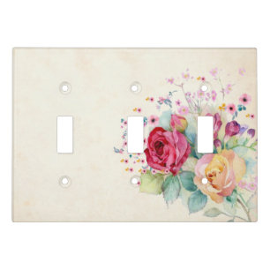 Colorful watercolor Roses Bouquet Light Switch Cover