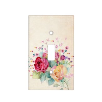 Colorful watercolor Roses Bouquet Light Switch Cover