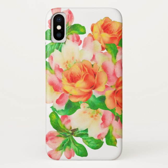 Colorful Watercolor Roses iPhone / iPad case (Back)