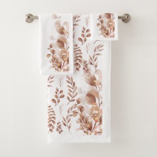 Colorful Watercolor Rustic Fall Eucalyptus Leaves