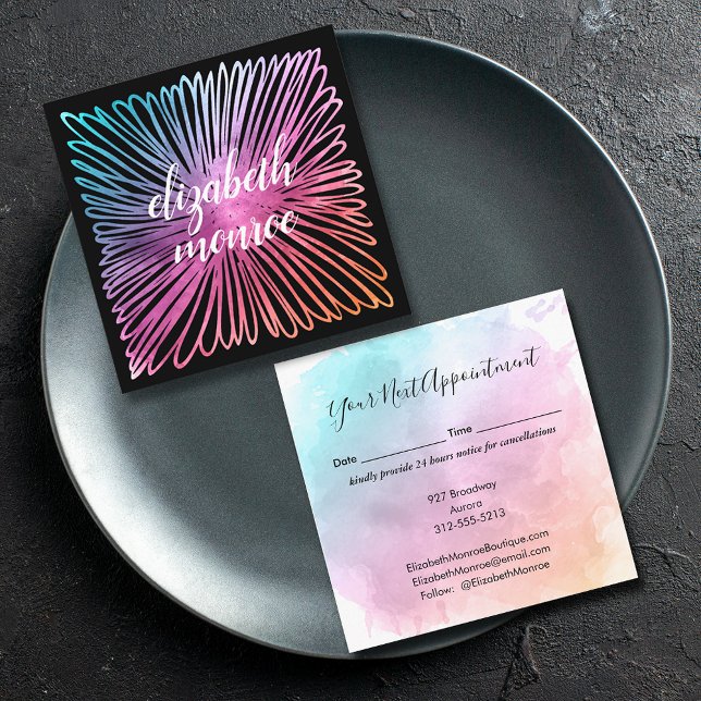 Colorful Watercolor Salon Appointment Card (Creator Uploaded)