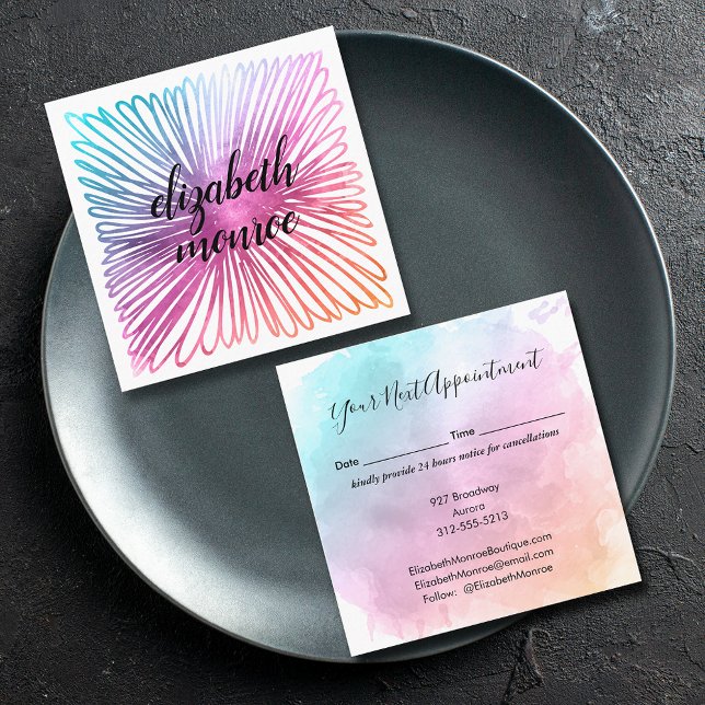 Colorful Watercolor Salon Appointment Card (Creator Uploaded)