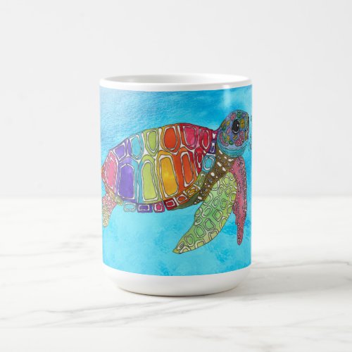 Colorful Watercolor Save the Sea Turtle Coffee Mug