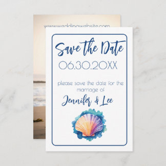 Colorful Watercolor Scallop Save the Date Invitation