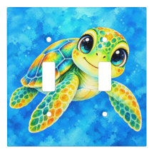 Colorful Watercolor Sea Turtle