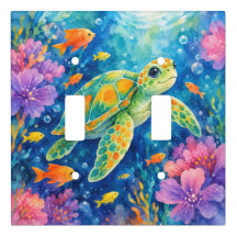 Colorful Watercolor Sea Turtle