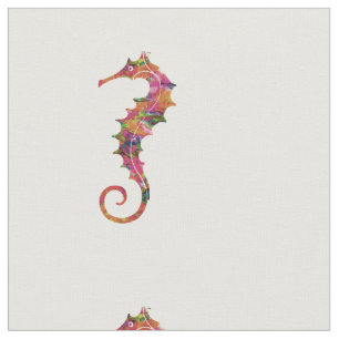 Colorful watercolor seahorse fabric