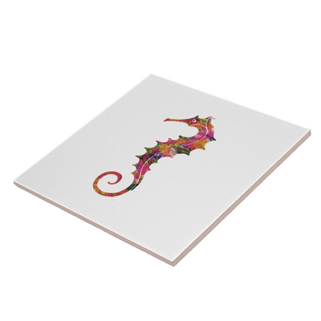 Colorful watercolor seahorse tile (Side)