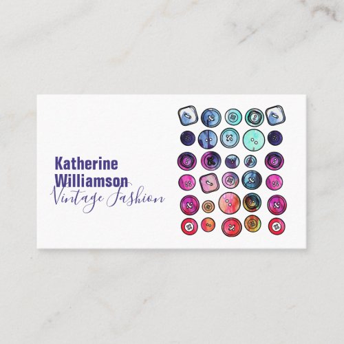 Colorful Watercolor Sewing Button Business Card