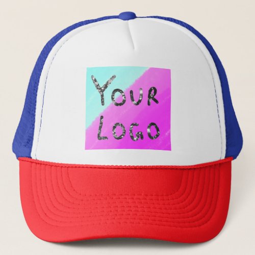 Colorful watercolor simple add your logo name text trucker hat