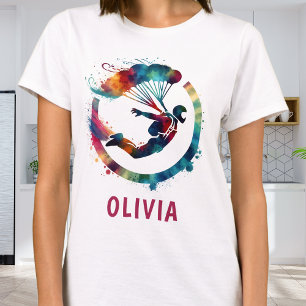 Colorful Watercolor Skydiver Personalized T-Shirt