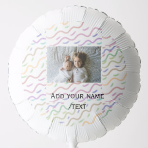 Colorful watercolor spiral pattern add photo name balloon