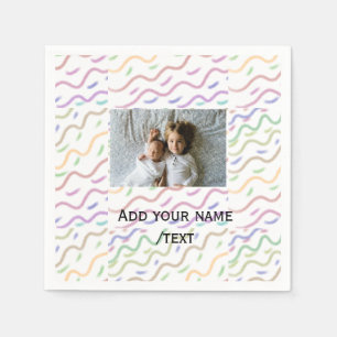 Colorful watercolor spiral pattern add photo name napkins