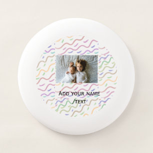 Colorful watercolor spiral pattern add photo name Wham-O frisbee