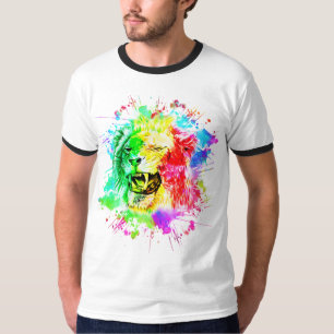 Colorful Watercolor Splash - Lion Of Judah T-Shirt