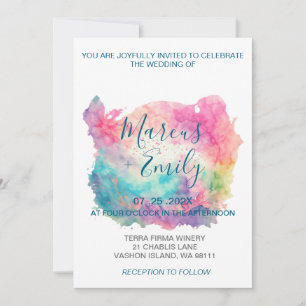 Colorful Watercolor Splash Minimalist Invitation