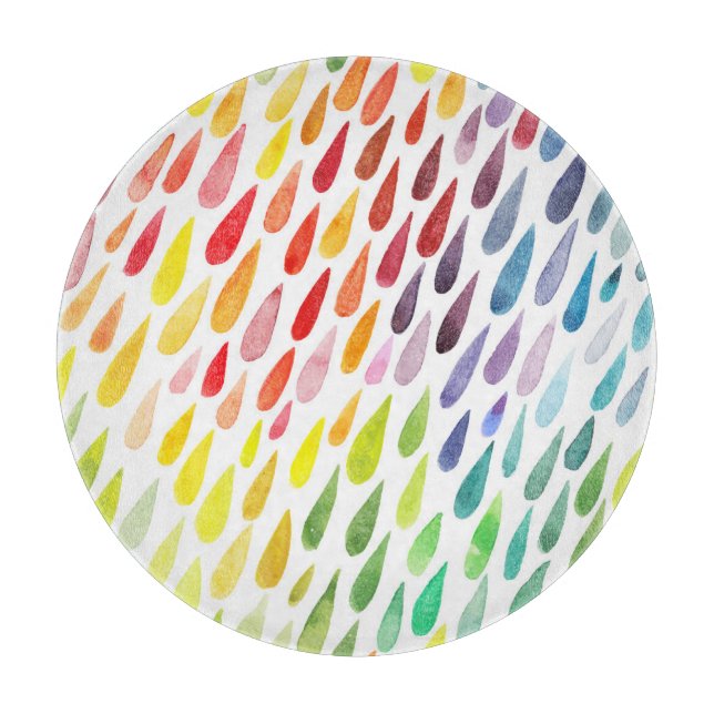 Colorful Watercolor Splash Set Cutting Board (Front)