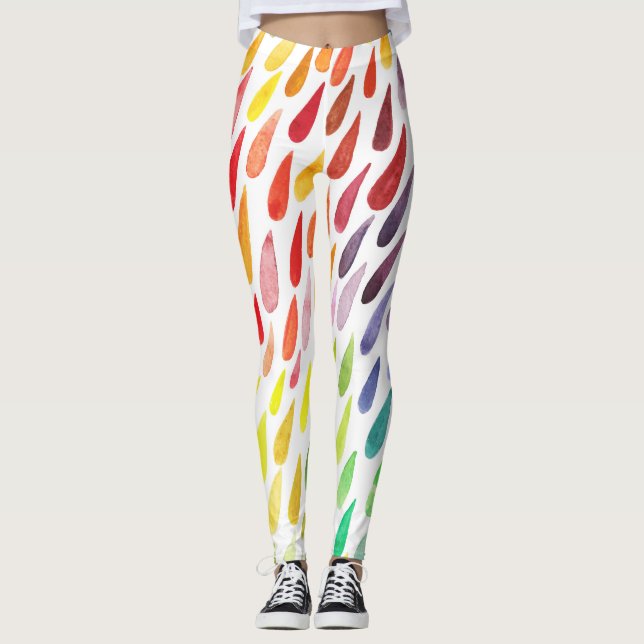 Colorful Watercolor Splash Set Leggings (Front)