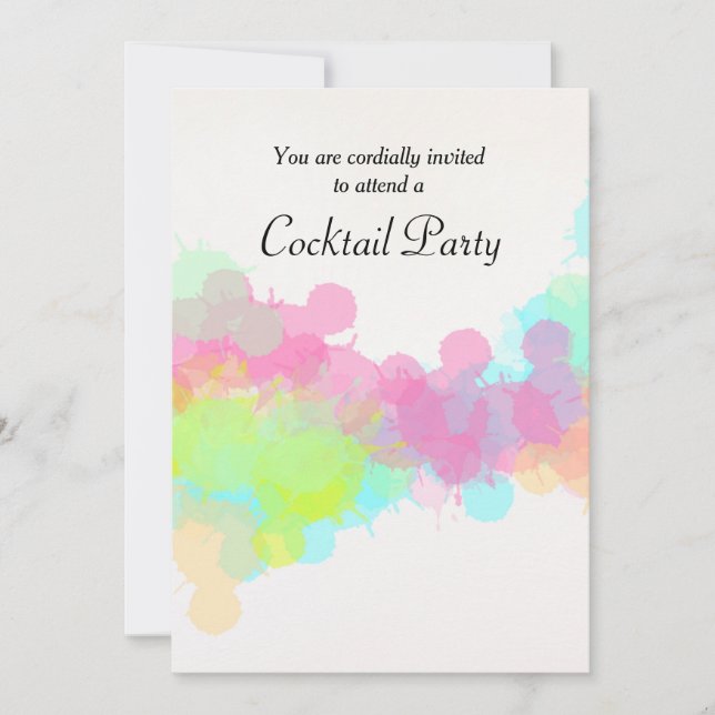 Colorful Watercolor Splatter Cocktail Party Invitation (Front)