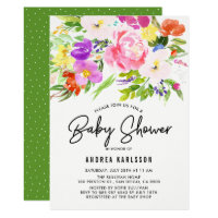 Colorful Watercolor Spring Blooms Baby Shower Card