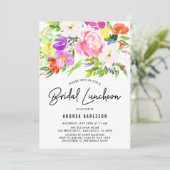 Colorful Watercolor Spring Blooms Bridal Luncheon Invitation (Standing Front)